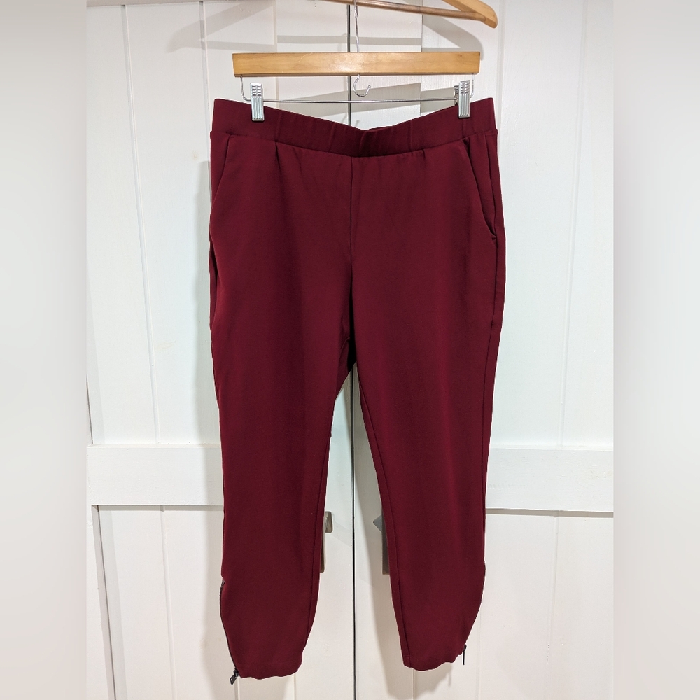 Universal Standard Moro Pocket Ponte Pants EUC S 14 - 16 Red Maroon Burgundy